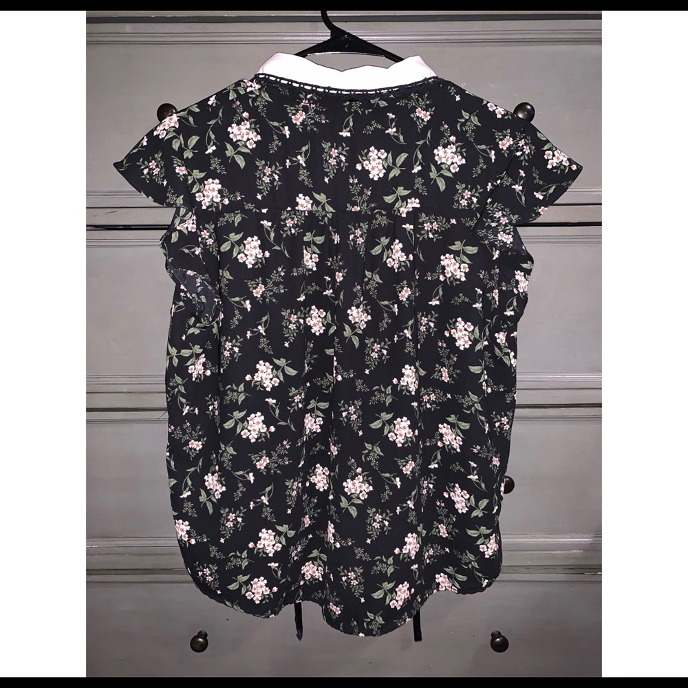 Black floral blouse